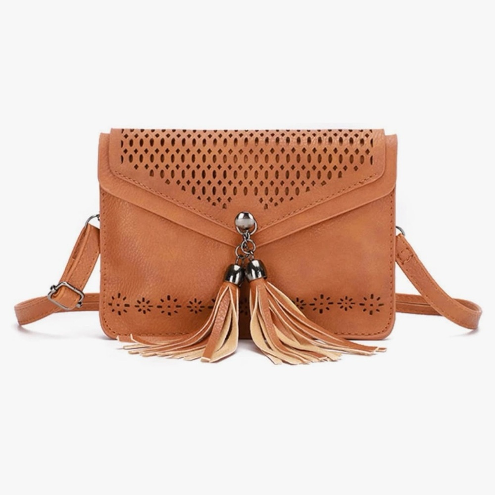 Vegan Leather Crossbody Bag with Tassels. Great for Festival Season!